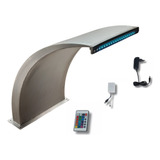 Cascata Inox Piscina Com Led Wave 40 Cm - Controle Rgb 