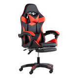 Silla De Escritorio Kingshouse Gamerred Gamer Ergonómica  Negra Y Roja Con Tapizado De Cuero Sintético