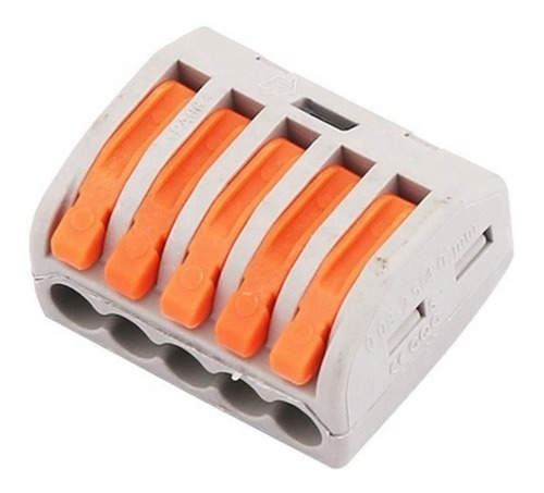 Conector Wago Borne Emenda Para 5 Fios - 222-415 10 Peças