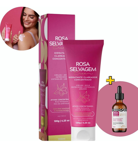 Rosa Selvagem Creme Clareador Axila Virilha Concentrado 120g