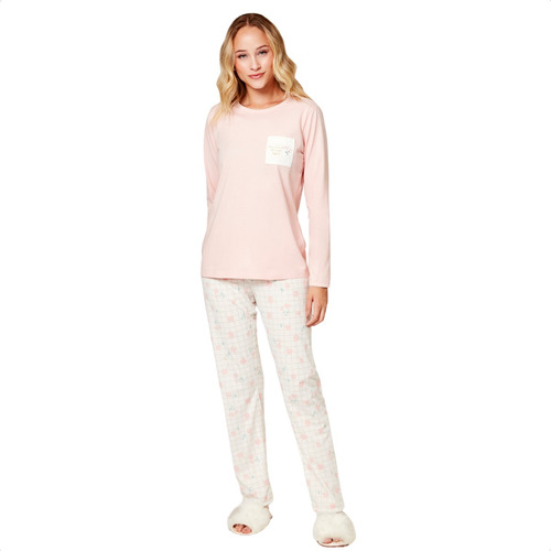 Pijama Feminino Inverno 100% Algodão Malha Fina Adulto Luxo