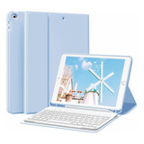 Funda C/teclado Kenke Para iPad 9g/8g/7g 10.2in Azul Claro