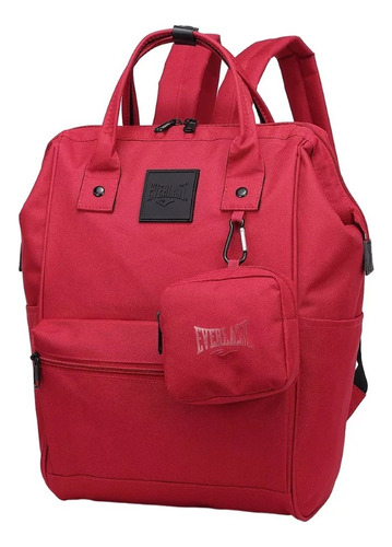 Cartera Mochila Everlast Porta Notebook Con Monedero - Color Cereza Diseño De La Tela Nylon