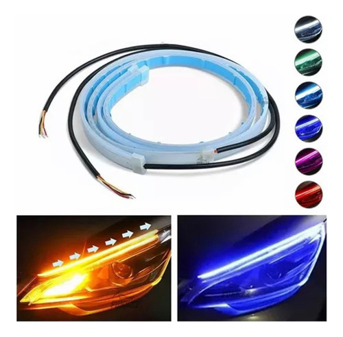 Par Tira Led Drl 60cm Azul Hielo Direccional Secuencial Auto