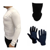Camiseta Termica Hombre Deportiva Bl +guantes Cuello Termico