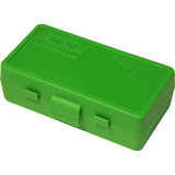 Caja Porta Municion Mtm Pistola 9mm 50 Tiros P50 Verde