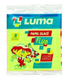 Papel Glace Fluo Luma Glase Fluo 10x10 Cm X 5 Hojas Pack X 3