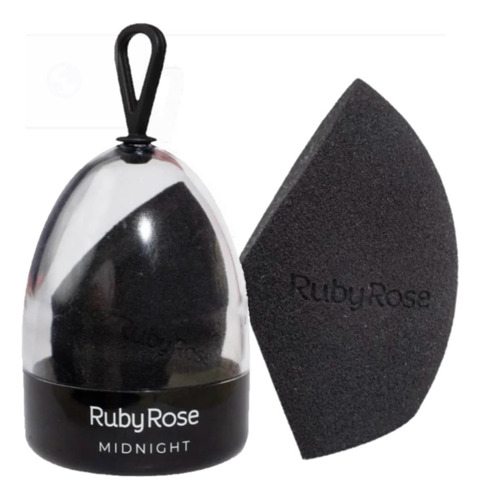 Esponja Maquiagem Ruby Rose Base Contorno Corretivo Chanfrad Cor Preto Tamanho Da Esponja Grande