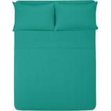 Sábana Queen Size 1800 Hilos, Microfibra Grabada Ultra Suave Color Jade. Diseño De La Tela Color