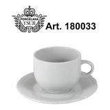 Taza Pocillo Cafe Y Plato Porcelana Tsuji Blanco Linea 1800