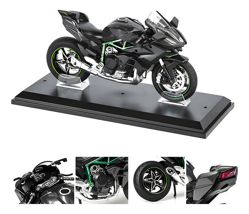 Kawaski H2r Miniatura Moto Metal Con Luz Y Sonido Base 1:12