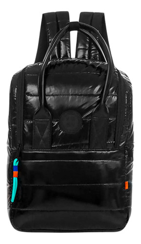 Mochila Trendy Urbana Mujer Símil Puffer División Botellas