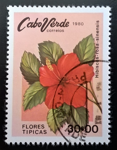 Cabo Verde Flores, Sello Sc 421 Hibisco 1980 Usado L14113