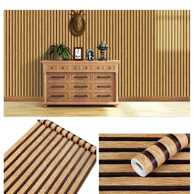Papel Pintado Adhesivo Lavable Con Láminas De Madera Ligera