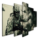 Quadro Decorativo Mosaico Para Sala Soldado Na Guerra Cs Go Cor Colorido