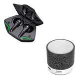 Kit Audífonos Bluetooth G11 Negros Y Bocina Portátil Negra