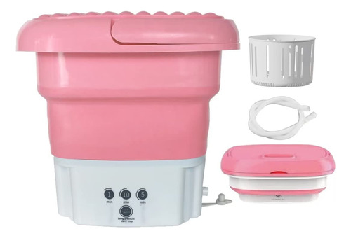Mini Lavasecadora Plegable Para Espacios Pequeños Rosa