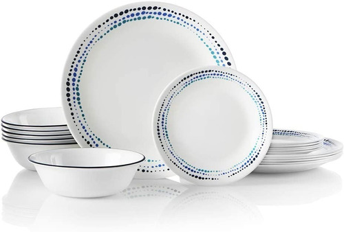 Corelle - Vajilla (18 Piezas), Azul Océano, Azul Océano