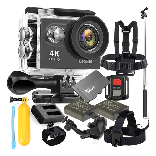 Kit Câmera Eken H9r 4k + Ventosa + Baterias + 32gb + Bastão