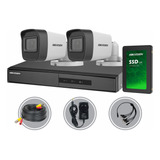 Kit Seguridad Cctv Dvr 4ch Hikvision 720p Hd Tvi Turbo + Disco + 2 Camara Infrarroja 1mp