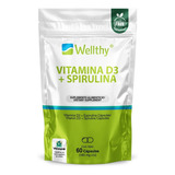 Vitamina D3 + Espirulina 60 Cap Empaque Bottle Free Wellthy Sabor Vitamina D3 Con Espirulina