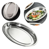 20 Travessa Oval Inox Funda 21 Cm Porção Salada Arroz Feijão