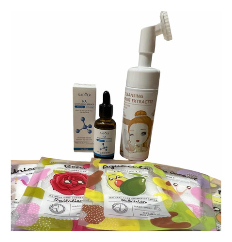 Kit Facial Serum Ácido Hialurónico + Espuma + 10 Mascarillas