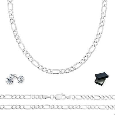 Cadena Figaro Gruesa Plata 925 Collar 60cm X 3.5mm + Regalo | Meses sin interés
