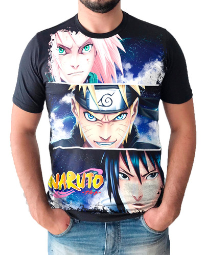 Camiseta Naruto Sakura Sasuke Camisa Masculina Infantil