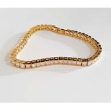 Pulseira Modelo Riviera Com Zirconias Banhado Ouro18k Comprimento 19 Cm Cor Dourado Diâmetro 5 Cm