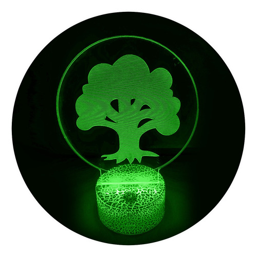 Lámpara 3d Verde Magic I Base Agrietada +control