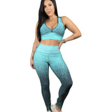 Conjunto Dégradé Top Com Bojo + Legging  Academia / Fitness