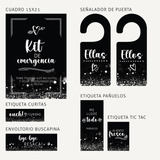 Kit Imprimible Emergencia Para Baño Glitter - Fiestas