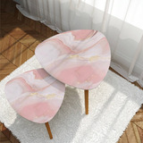 Mesa Anidable Pequena De Marmol Rosa, Oro Rosa, Mesa Auxilia