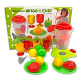 Set Licuadora 100% Chef Con Accesorios Y Comida Antex 1155 Color Multicolor