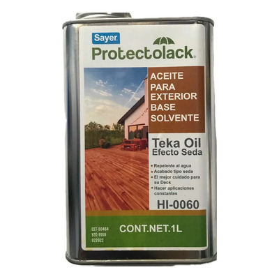 Sayer Aceite Para Madera Exterior Teka Oil Seda 1L Color Semi Rojizo | Envío gratis