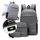 Mochila Porta Laptop Con Usb Puerto Y Audífonos Set 3pzs