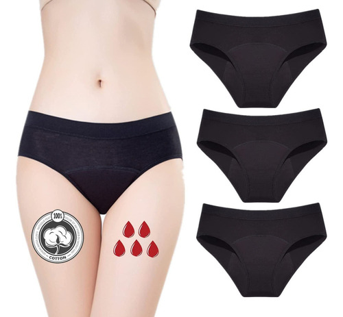 3 Pcs Period Bragas De Flujo Pesado For Mujer