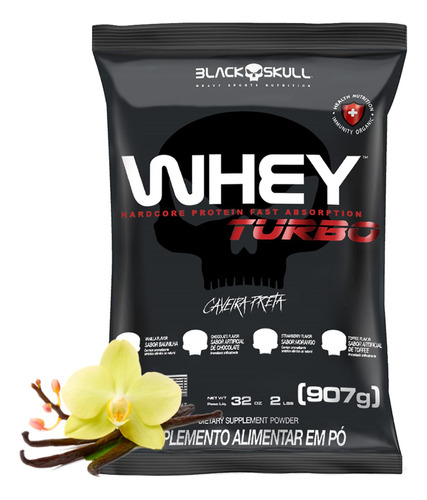 Super Whey Protein Turbo Hipercalórico Black Skull + Medidas