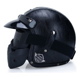 Casco Abierto Moto Polygonious Negro Chopper