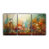 120x60cm Tres Canvas Moderno Mágico Cuadros Bosques Abstrac