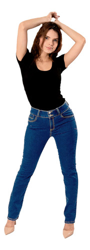 Pantalón Recto Britos Jeans Mujer Azul Magic Pomp 025244