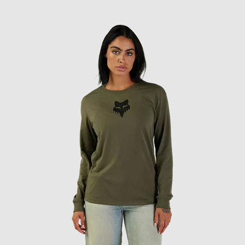 Polera Lifestyle Mujer Fox Head Manga Larga Verde Oliva Fox