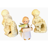 Figuras De Angeles Con Instrumentos Musicales Lote X3 Antigu