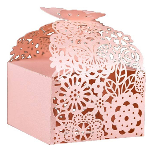 Cajas De Dulces Con Corte Láser, Diseño Floral, 50 Unidad.