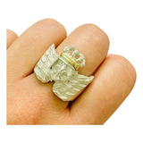 Anillo Alas Con Flor De Lis Plata Y Oro Ideal Hombre Ao 129