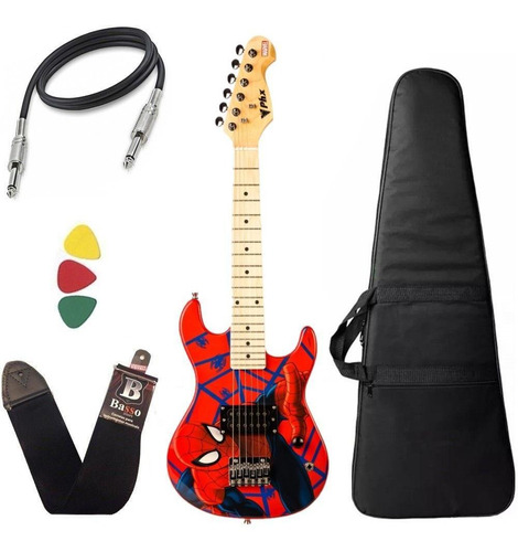 Guitarra Infantil Criança Spider Man Phx Marvel Capa Cabo