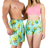 Short Casal Bob Esponja Desenho Verão Praia Envio Imediato