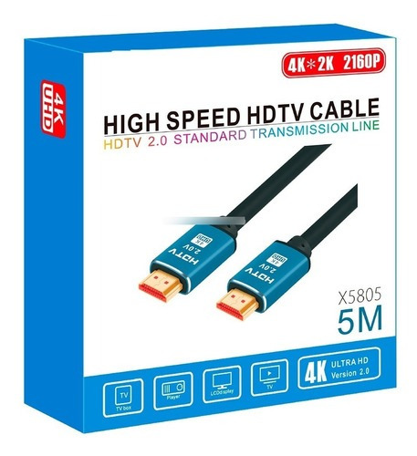 Cable Hdmi 4k Uhd De 5 Metros Hdtv 2.0v 2160p Alta Calidad