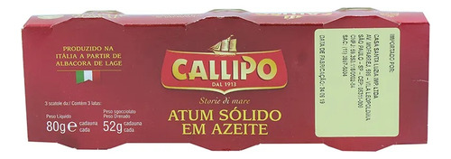 Atum Sólido Em Azeite Callipo 3x80g